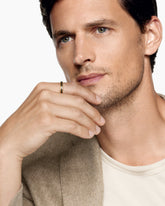 Beveled Band Ring in 18K Yellow Gold with Black Diamonds, 3.5mm